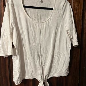 Elegant White Tie-Front Women's Top 1X
